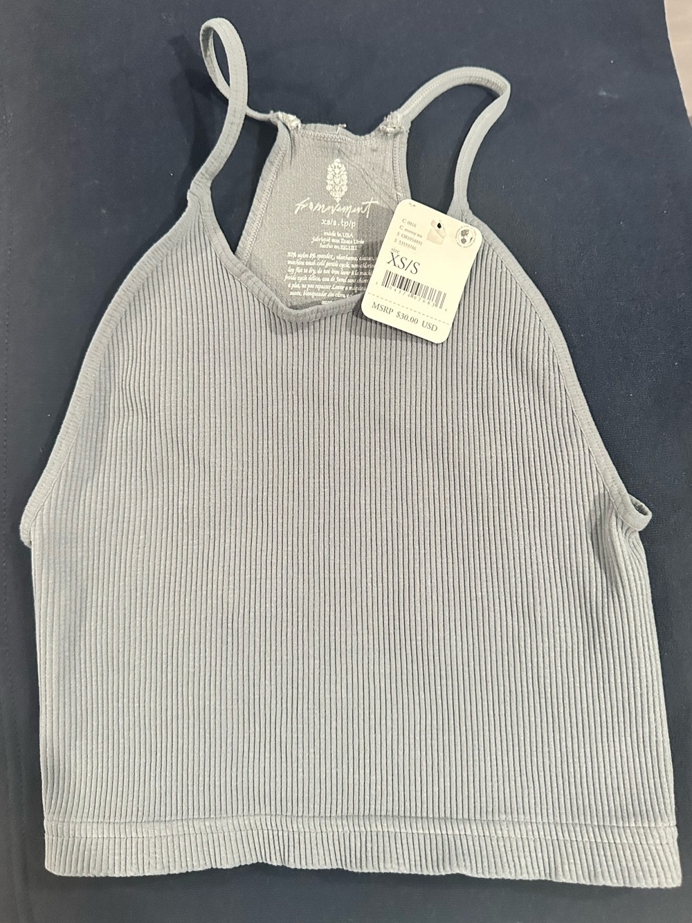 FP Movement by Free People Ribbed Halter Crop Tank - Light Gray